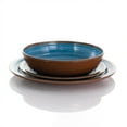 thumbnail image 3 of Elama Rippled Tides 12 Piece Lightweight Melamine Dinnerware Set in Blue, 3 of 8