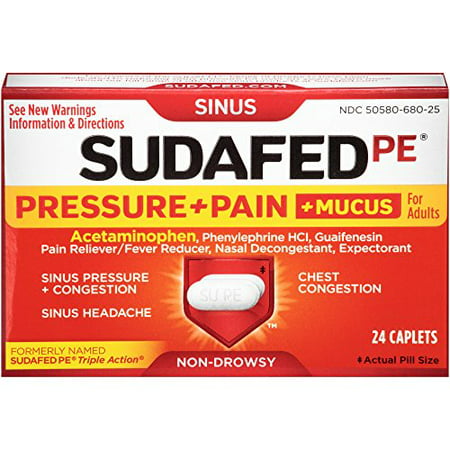 Sudafed PE Pressure Pain Mucus Relief Caplets for Adults 24 Count