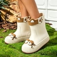 thumbnail image 5 of Women Mid Calf Rain Boots, Waterproof Non Slip Rubber Slip On Footwear For Outdoor Rainy Daily Activities White 6.5-7, 5 of 6