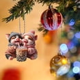 thumbnail image 3 of Cute Car Accessories,Acrylic Two Little Pigs Drinking Milk Tea Pendant Car Rearview Mirror Decoration Pendant Backpack Keychain Accessories,Keychains for Backpacks,Mirror for Car, 3 of 7