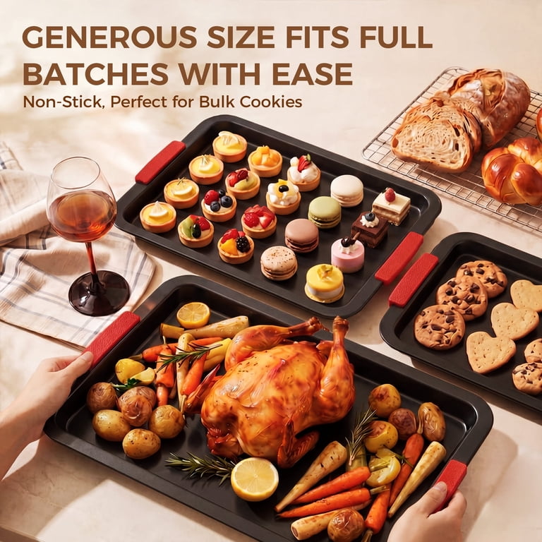 Kikcoin 4-Piece Baking Sheets Set with Cooling Rack photo 6