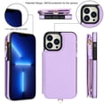 thumbnail image 4 of Wallet Case for Apple iPhone 12 Pro Max, with Crossbody Shoulder Strap & Hand Wrist Cards Holder Zipper Pocket Stand Feature Full Protective Shockpoof Phone Case for iPhone 12 Pro Max, Lightpurple, 4 of 7