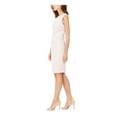 thumbnail image 3 of ANNE KLEIN Womens White Zippered Pocketed Back Slit Lined Cap Sleeve Round Neck Above The Knee Wear To Work Sheath Dress 12, 3 of 3