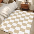 thumbnail image 4 of Beige Checkered Area Rug 3x5 FT, Non Slip Entryway Bedside Carpet, Geometric Cream Buffalo Plaid Washable Soft Floor Carpet Indoor Mat Non-Shedding Throw Rug for Dorm Kitchen Home Office, 4 of 8