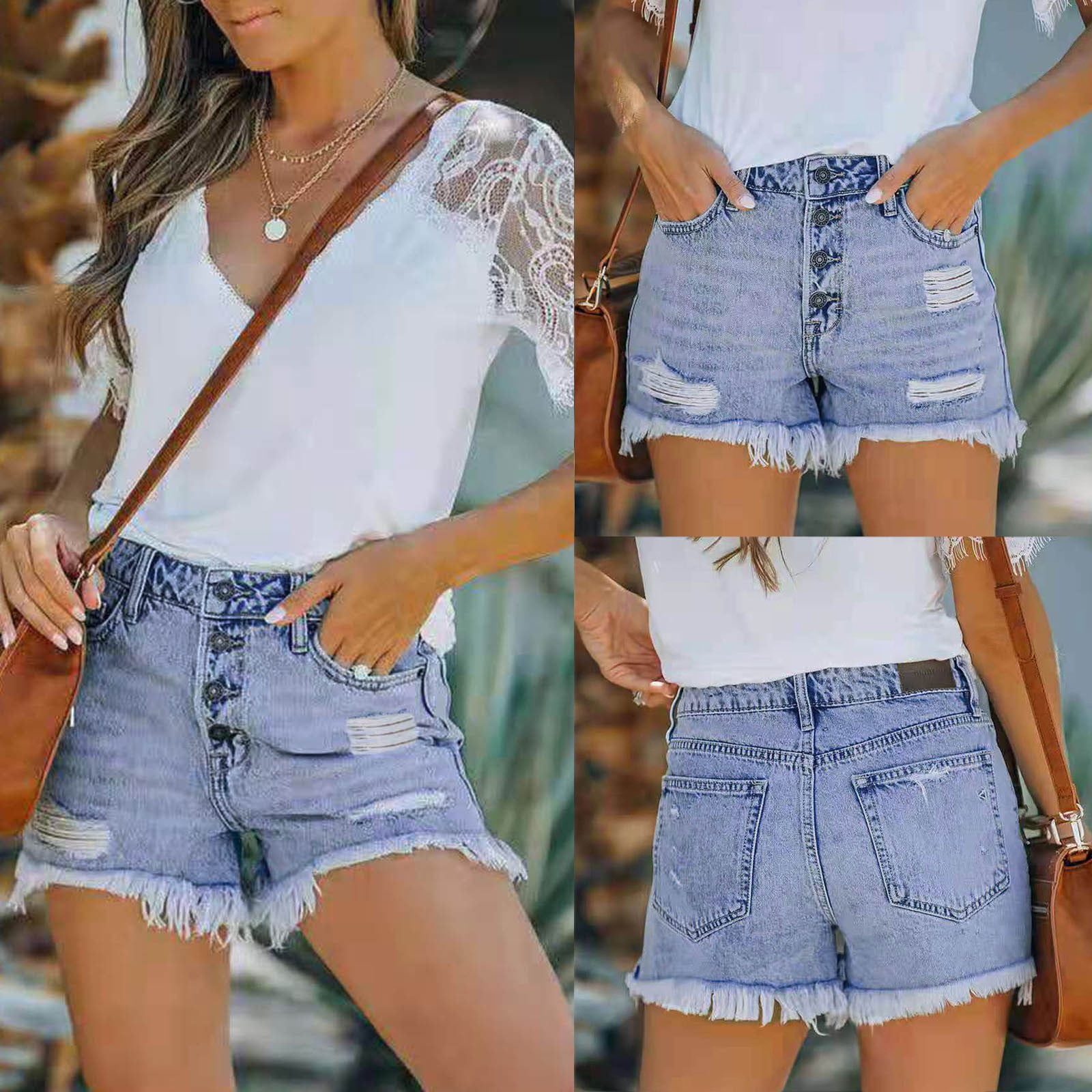 Pocket Jeans Denim Pants Female 