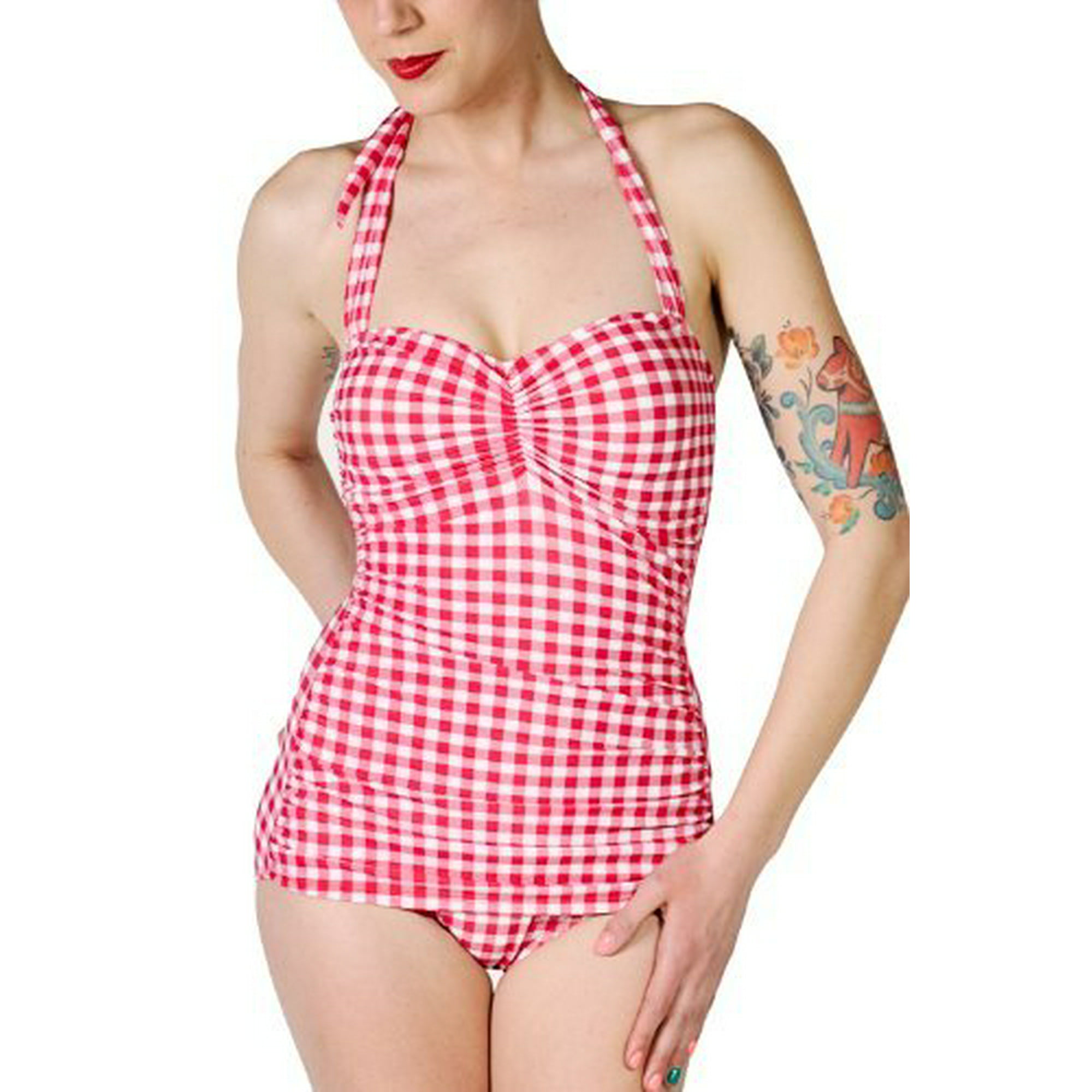 Esther Williams Women S One Piece Pinup Gingham Swimsuit 6 Red Walmart Canada