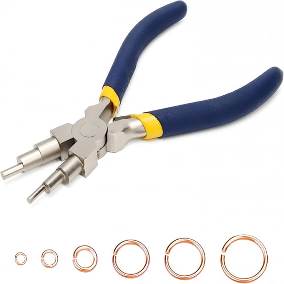 EXLEAF 6 In 1 Wire Looping Pliers With Anti Slip Handle - Bail Making Pliers for Jewelry Making Wire Bending Tool for Bending 3-10mm Bails,Loops,Hooks,Jump Rings