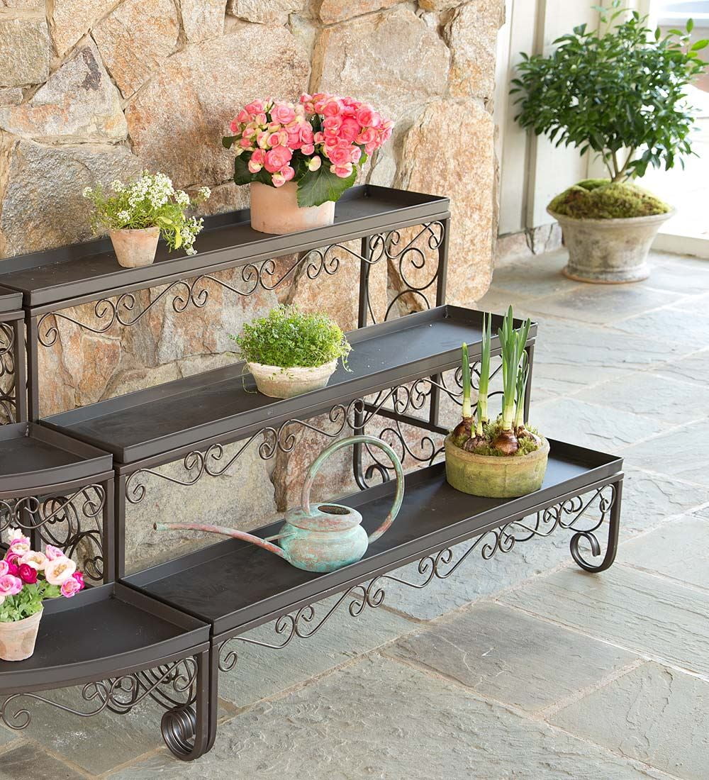 Zinc Plant Trays for Straight Plant Stand, Set of 3 Plant Trays by Plow & Hearth®