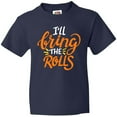 thumbnail image 3 of Inktastic Thanksgiving I'll Bring the Rolls in Orange Youth T-Shirt, 3 of 5
