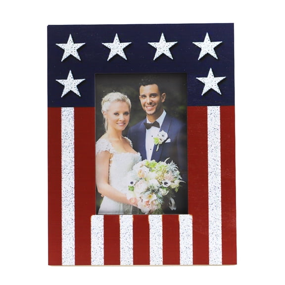 American Flag Star Stripes Wooden Photo Frame 4th of July Independence Day Patriotic Standing Picture Holder Frame Themed Party Decoration