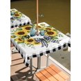 thumbnail image 2 of Outdoor Tablecloth with Umbrella Hole for Patio/Picnic/Party/Camping, Sunflowers Wreath Waterproof Table Cloth Square Cover Washable, Summer Botanical Leaves Flowers Black Plaid (60"x 60"), 2 of 8