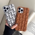 thumbnail image 2 of Compatible with iPhone 12 Pro Max Case for Women Girls,Cute 3D Cube Weave Pattern Raised Bumper Corners Case for iPhone 12 Pro Max Soft Matte Silicone Shockproof Cover Case-Elegant Sliver, 2 of 13