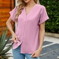 thumbnail image 6 of Mittory Womens Fall V Neck Button Shirt Casual Loose Blouse Short Sleeve Open Front Cardigan Work Office Tunic Tops, 6 of 7