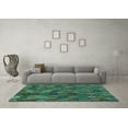 thumbnail image 3 of Ahgly Company Indoor Round Abstract Turquoise Blue Modern Area Rugs, 5' Round, 3 of 4