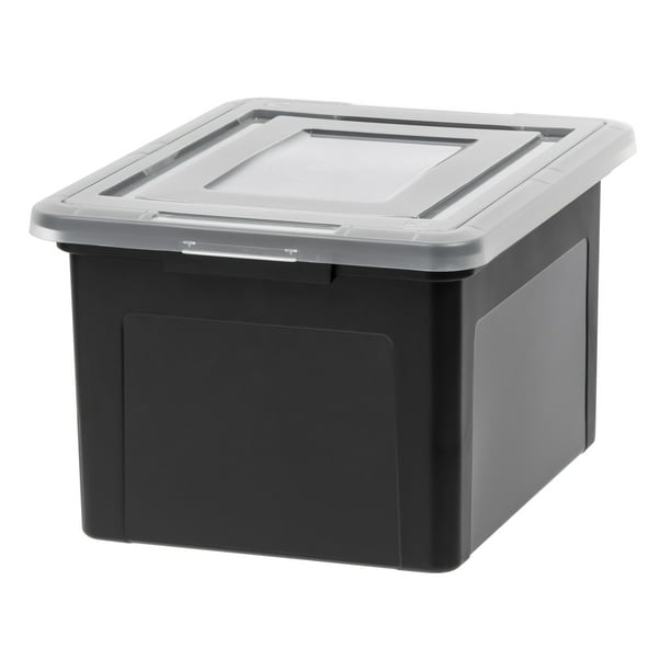 Iris Usa Dual Purpose Letter And Legal Size File Box Black Clear Walmart Com Walmart Com