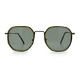 thumbnail image 4 of Double Rim Octagonal Classical Metal Rim Rectangular Hipster Sunglasses Gunmetal Green - Green, 4 of 7