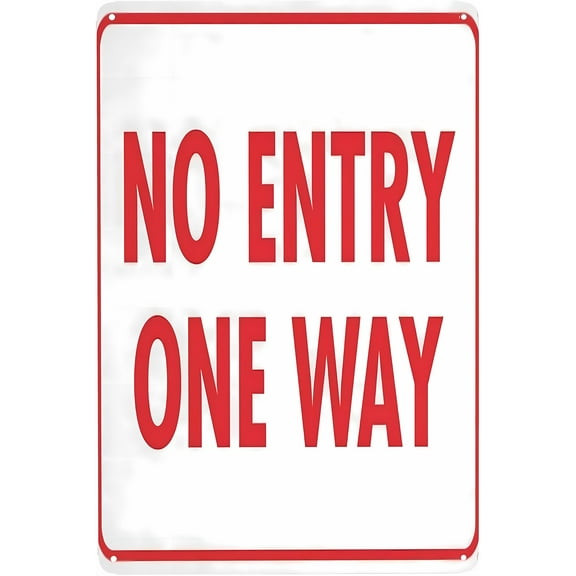 No Entry One Way Sign - 8"x12" Vintage Metal Warning Sign, Traffic Direction Decor for Home Farm Bar Coffee Shop Club Street Road