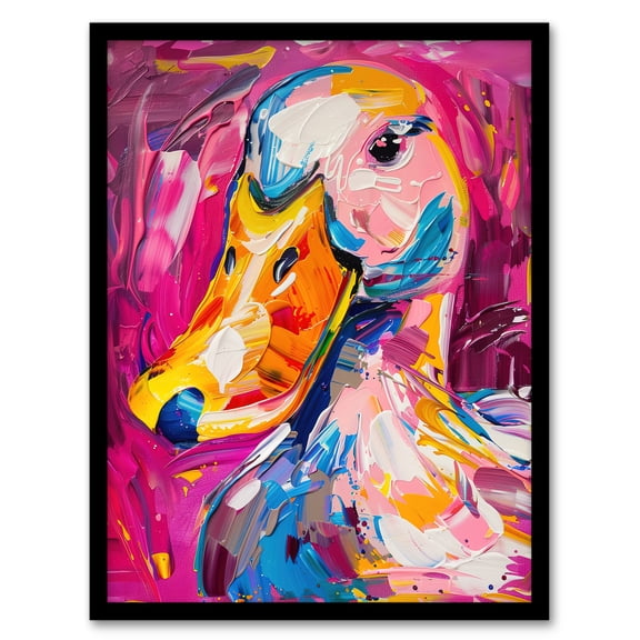 Artery8 Aylesbury Duck Portrait Hot Pink Acrylic Painting Living Room Art Print Framed Poster Wall Decor 12x16 inch