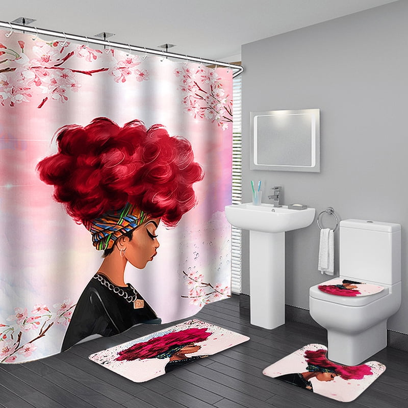 71/" Dogs do hair Waterproof Home Decor Shower Curtain with hooks Bathroom Mat