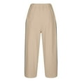thumbnail image 5 of Babcutegg Womens Capris Wide Leg Elastic Waist Side Pockets Women's Clothes Khaki, 5 of 5