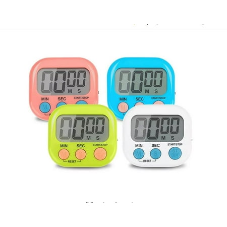 

Hopet 4Pack Small Digital Kitchen Timer Magnetic Back And On/Off Switch Minute Second Count Up Countdown