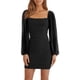 thumbnail image 1 of Vestido corto de cóctel con escote cuadrado y manga larga de malla para mujer con volantes para fiestas y clubes, 1 of 7