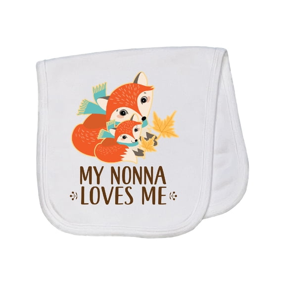 Inktastic My Nonna Loves Me Grandchild Cute Fox Baby Burp Cloth