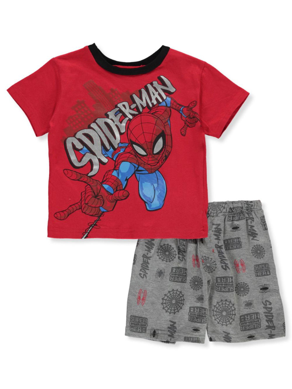 Spiderman Marvel Little Boys Set  2 Pc /T-shirt & Short/ Red and Gray/ 4-7/NEW