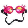 thumbnail image 3 of LELINTA Fation Rainbow Steampunk Goggles Rivet Laser Kaleidoscope Glasses Role Playing Round Glass Crystal Lens Silver Black Pink, 3 of 4