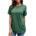 thumbnail image 2 of Pompotops Mode Femmes Été Décontracté Ample Manches Courtes Pull T-Shirt Blouse Unie, 2 of 8