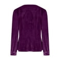 thumbnail image 5 of Womens Dressy Tops Soft Velvet Crew Neck Long Sleeve Elegant Shirts with Pleats Solid Color Casual Party Blouses (XL, Purple), 5 of 7
