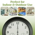 thumbnail image 3 of Pure Garden 18in Waterproof Indoor Outdoor Clock Thermometer Combo, Black, 3 of 6