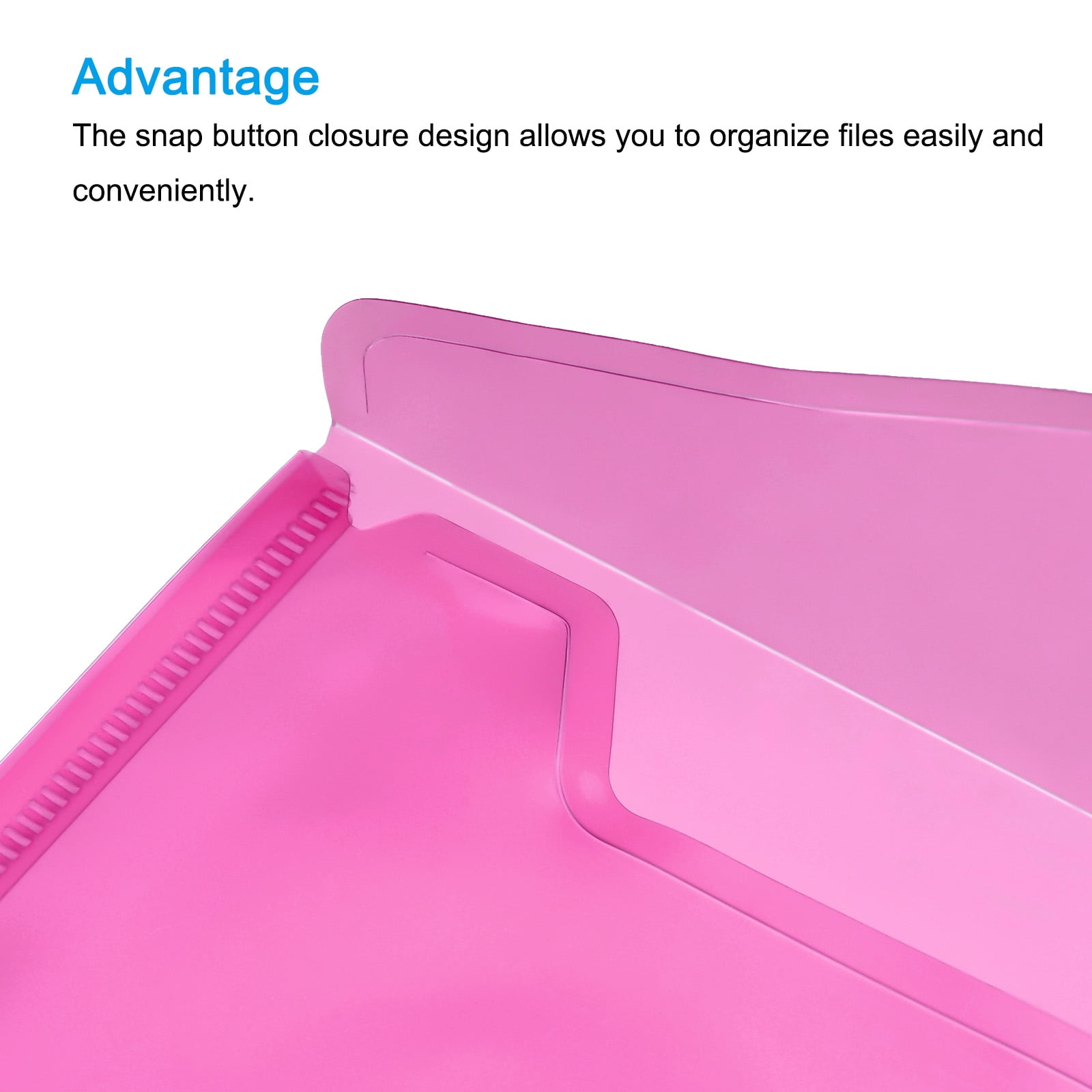 Unique Bargains File Folders Office Plastic Envelopes Document Organizer with Snap Button Pink