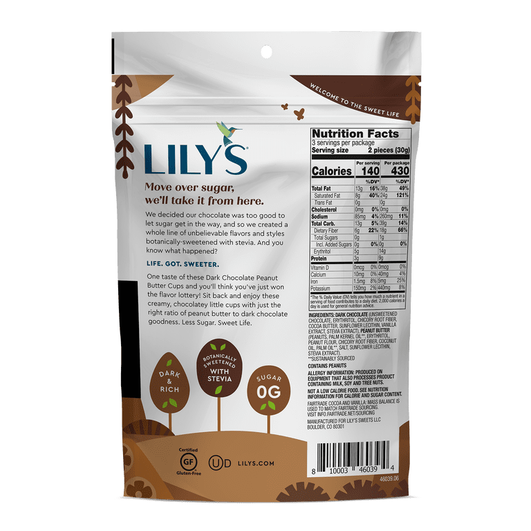 Lily Brown - yukachi♥︎ Lily's Sweets Gluten-Free, Kosher Dark Chocolate Peanut Butter Cup