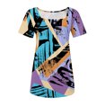 thumbnail image 6 of Xihbxyly Dress Shirts for Women, Women's Short Sleeve Tunic Shirt Pleated Mesh Blouses Summer Floral Tops Square Collar Loose Pleated Blouse Tunic Tops to Wear with Leggings, 6 of 6