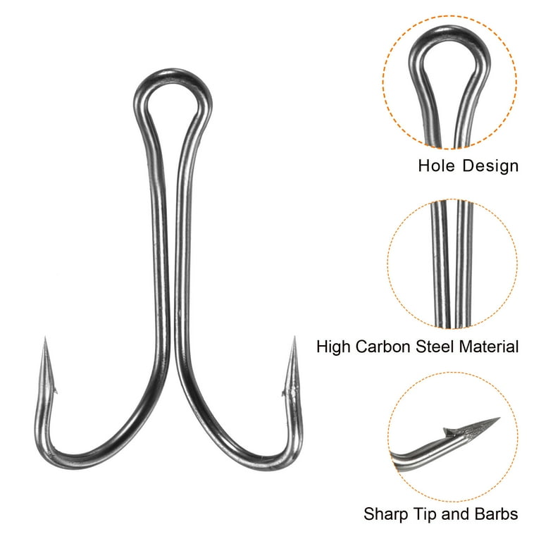 double fish hooks Uxcell 2#1.06 inch Carbon Steel Double Fish Hooks Barbed Frog Hook, Black 20 Pack, Size: 29mm/1.14