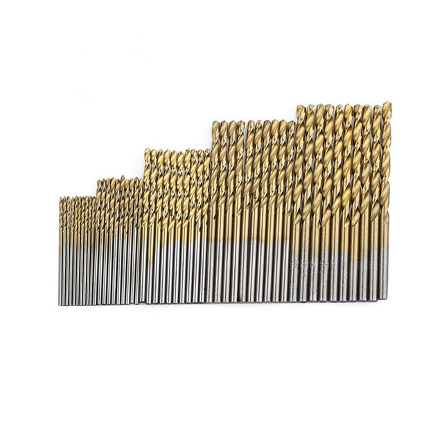 Juego de 50 brocas de precisión HSS con revestimiento de titanio para carpintería.