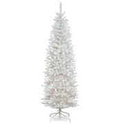 National Tree Company Artificial Pre-Lit Slim Christmas Tree, White, Kingswood Fir, White Lights, Includes Stand, 6.5 Feet