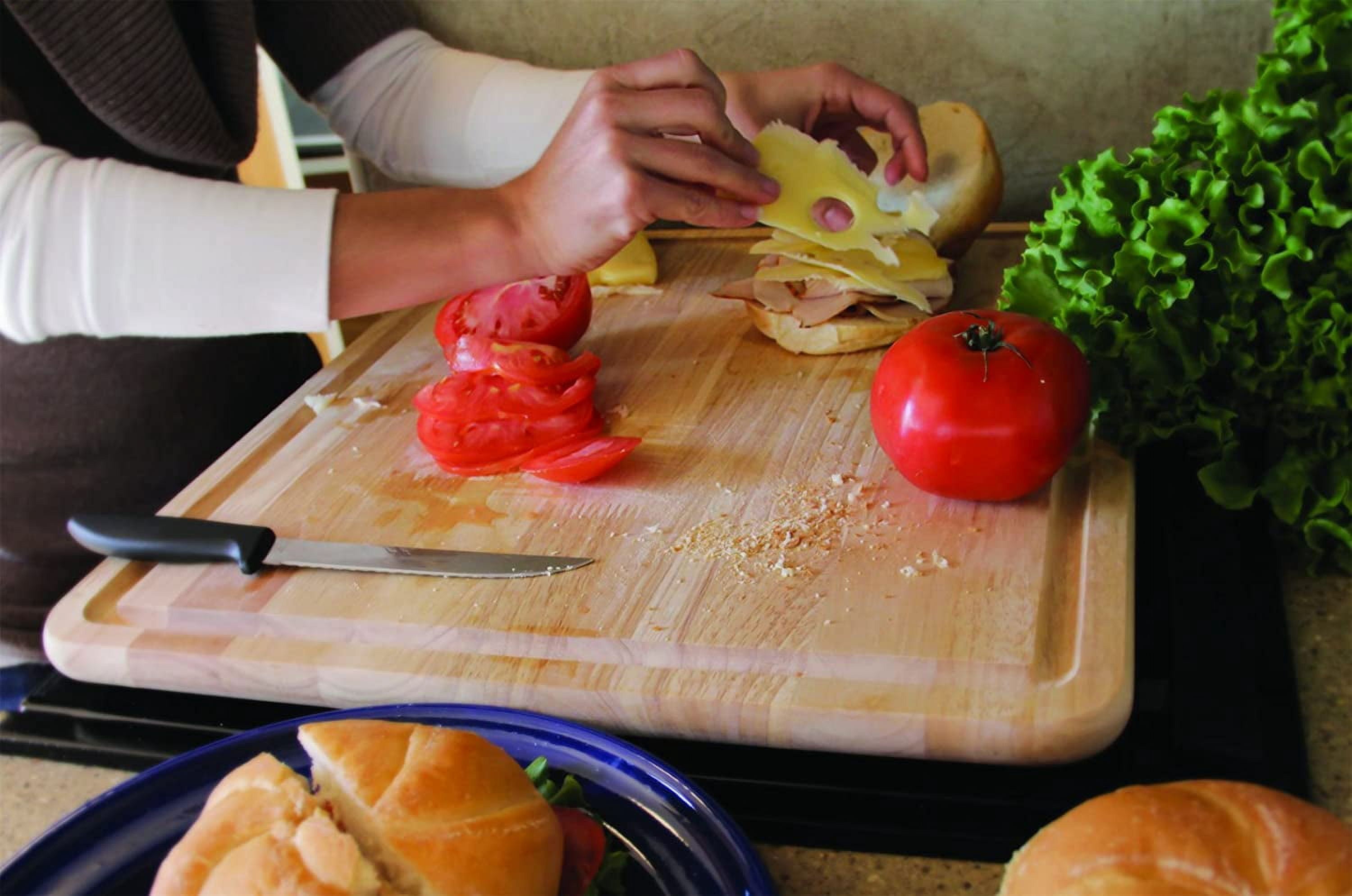 HJTER - Hardwood Cutting Board and Stove Topper with Non-Skid Backing, Includes Flexible Cutting Mat (43753)