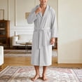 thumbnail image 2 of XIAOCHA Men's Hooded Tie Belt Sleep Robe Long-Sleeve All-Season Home Shower Gown, 2 of 4