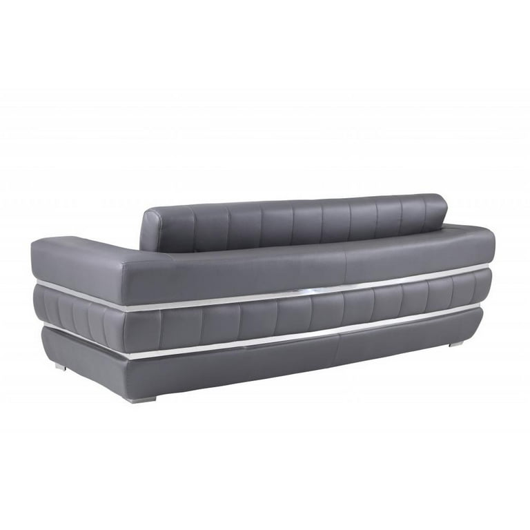 Two Piece Indoor Dark Gray Italian Leather Five Person Seating Set Two Piece Indoor Dark Gray Italian Leather Five Person Seating Set