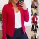 thumbnail image 4 of YAR Talla Grande Color Sólido Sin Botón Blazer Mujer Manga Larga Traje Delgado Chamarra Abrigopangjing, 4 of 4