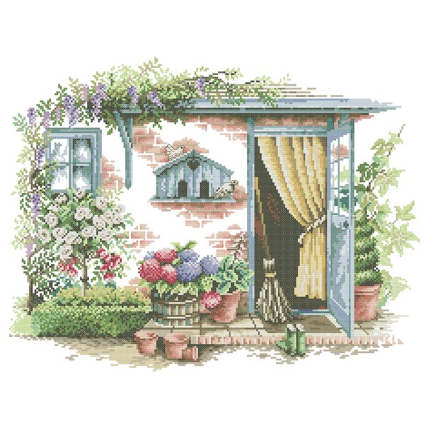 Cuadros Decorativos Kit de algodón de 14 quilates con estampado de escena de bordado parcial (FA141) Sywqhk Nuevos Originales
