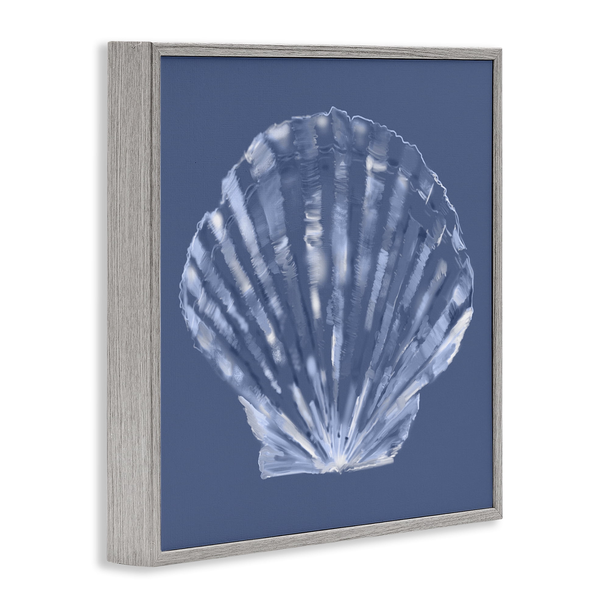 Stupell Industries Blue Nova Seashell Animals & Insects Painting Gray Framed Art Print Wall Art, 17 x 17