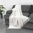 thumbnail image 4 of Kathy Ireland Oversized Chenille Polyester Fringed Basket Throw - Ivory - 50” X 70”, 4 of 6