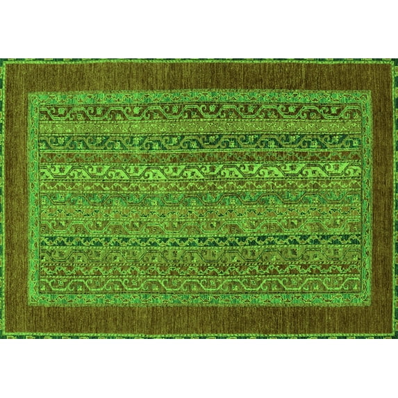 Ahgly Company Indoor Rectangle Abstract Green Modern Area Rugs, 2' x 5'
