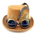 thumbnail image 3 of Steampunk Top Hat Mad Scientist Time Traveler Feather Halloween Costume Cosplay Party with Goggles, 3 of 3