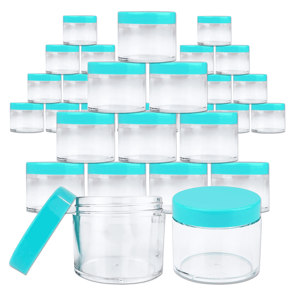 Beauticom 36 Jars High Quality 60 Gram/ML 2 Oz Thick Acrylic Sample Container Jars - BPA Free (Teal)