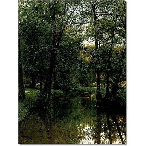 Ceramic Tile Mural-Peder Mork Monsted Country Painting 293. 12.75" w x 17" h using (12) 4.25 x 4.25 ceramic tiles