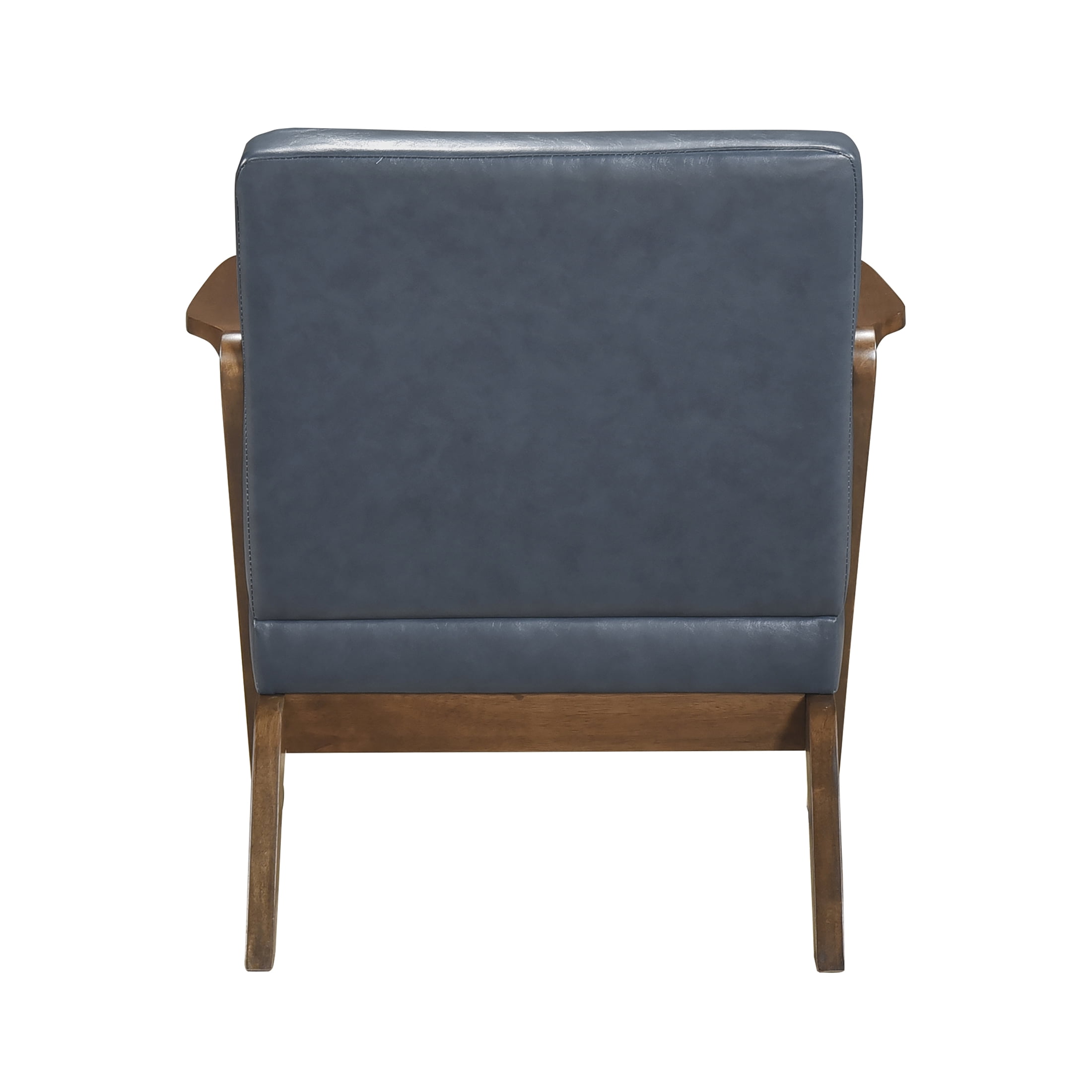 OakvillePark Loxbury Faux Leather Accent Chair, Blue/Brown Wood